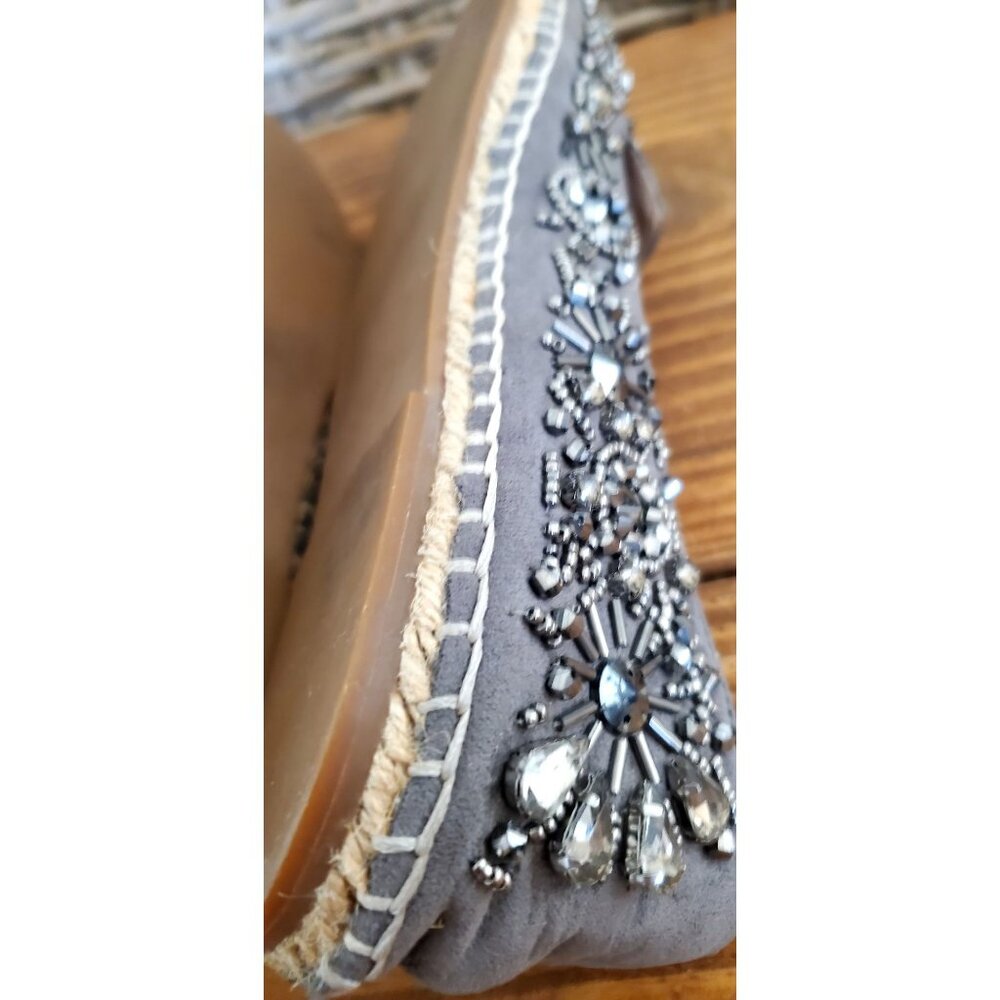 Kurt Geiger Beaded Embellished Grey Slip-On Loafers Rhinestones Size 7 - Picture 14 of 15